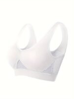 1Pc Essence Collection - High-Elasticity Bra With Removable Pads, Breathable Mesh Design For &, Wireless & Comfortable Fit, Plus Size Bra | Wireless Bra | Removable Pads - Image 4