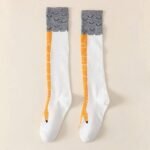 1 Pair Of Men'S Fun Chicken Claw Crew Socks - Comfy & Stylish, Black With White & Yellow Accents, Polyester-Spandex Blend, Perfect For Casual Wear - Image 3