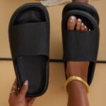 Eva Soft Sole Pillow Slides, Soft Sole Quick Drying Non-Slip Home Shower Slides, Casual Slip On Lightweight Beach Slides