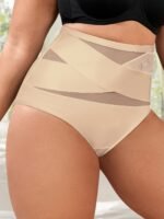 Plus Size High-Waisted Shaping Women'S Underwear Made Of Breathable Mesh, Featuring Cross-Body Control, Seamless, Triangular Design For Body Sculpting And Lifting. - Image 6