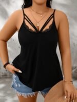 Plus Size Lace Trim Cami Top, Elegant Cut Out Sleeveless Top For Summer, Women'S Plus Size?Clothing - Image 5