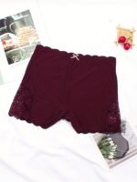 Women'S Mid-Rise Boyshort Panties - Contrast Lace Trim With Scallop Detail & Playful Bow Tie, Soft Comfortable Seamless Design, Moderate Support, Solid Color For Casual Or Special Occasions, Cute Panties, Everyday Comfort Wear, Elegant Underwear, Moderate Support Underwear - Image 3