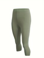 Plus Size Women'S High-Waisted Yoga Leggings - Quick-Dry Stretchy 7/8 Capri Pants For Summer, Tight-Fit Workout & Casual Wear, Solid Color, Machine Washable, Yoga Pants, Semitransparent Fabric, Highelastic Material - Image 9