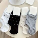 4 Pairs Polka Dot Print Socks, Casual & Simple Low Cut Invisible Boat Socks, Women'S Stockings & Hosiery - Image 4