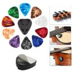 5Pcs/10Pcs/20Pcs Guitar Picks And Pick Holder Set, For Acoustic Guitar Electric Bass Ukulele Easy-To-Stick Bracket Random Color + 1Pc/1Pcs/2Pcs Guitar Pick Box