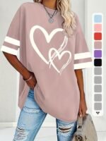 Women'S Plus Size Casual Short Sleeve T-Shirt With Elegant Heart Design - Soft, Comfortable Pullover For Spring/Summer/Fall, Plus Size Blouses - Image 6