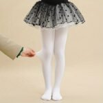 1 Pair Kids Pure Color Dance Socks, Spring/Summer Thin Velvet Pantyhose, Black/White/Pink, 100% Polyamide, Machine Washable, Solid Color Knit Fabric - Image 2