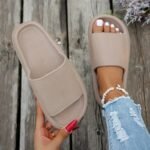 1 Pair Women'S Thick Sole Non-Slip Slide Sandals, Casual Slippers For Beach And Indoor/Outdoor Use, Comfortable All-Season Eva Shoes, Hand Washable Solid Color, Indoor Slippers - Image 13