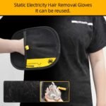 Upgraded Large Pet Static Hair Removal Gloves - Black Polypropylene Cat Grooming Gloves With Yellow Accents, 24.99Cm*17.98Cm, Efficient Pet Hair And Dander Removal, Essential Tool For Cats And Dogs | Stylish Pet Accessory | Durable Care Gloves - Image 3