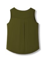 Plus Size Casual Tank Top, Women'S Plus Solid Round Neck Medium Stretch Henley Tank Top - Image 10