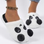 Cute Panda Cartoon Plush Slippers For Women - Cozy Winter Indoor House Shoes With Soft Fabric Upper, Warm Lining & Durable Tpr Sole, Black & White Animal Design, Cute Slippers - Image 4