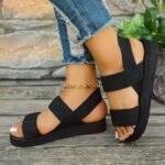 Women'S Slip-On Open-Toe Sandals With Adjustable Crisscross Straps - Breathable Fabric Upper & Lightweight Eva Sole - Casual Beach Shoes For Summer, Outdoor, And All-Season Wear, Crisscross Design, Eva Construction, Summer Footwear, Minimalist Style, Soft Insole, Casual Attire - Image 8
