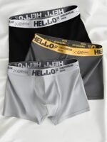 1Pc Men'S Boxer Briefs - Breathable, Soft, Stretchy, Comfortable Underwear With "Hello" Print, Casual Solid Color, High-Elasticity Fabric, Perfect For Sports & Casual Attire, Boxer Shorts, Boxer Shorts - Image 6