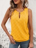 Women'S Elegant Sleeveless Vest With Decorative Buttons - Semi-Sheer Round Neck Lightweight Top, Mint Green Medium Stretch Machine Washable For Spring/Summer Casual & Formal Wear, Sleeveless Vests, Spring Fashion, Butterfly Motif, Nontransparent Fabric - Image 10