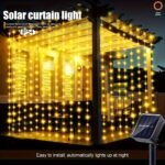 1Pc Solar Curtain Fairy Light -100/200/300 Led, 8 Lighting Modes, Warm White - Very Suitable For Outdoor Terraces, Courtyard Gardens, Bedrooms, Party Decorations, Solar Charging, Durable Structure, Holiday Gifts, Christmas Lights, Outdoor Lighting - Image 2