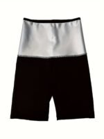 1 Pair Cxyin High-Waist Sweat Sauna Shorts For Women - Black, Tummy Control And Slimming Leg Shaper, Breathable Polyester/Elastane Blend, Ideal For Summer Workouts, Workout Shorts - Image 3