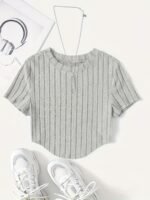 Women'S Casual Short Sleeve T-Shirt - Soft Stretch Polyester-Spandex Blend, Loose Fit Round Neck Summer Top, Solid Color Machine Washable Tee For Casual Attire - Image 4