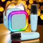 Mini Portable Karaoke System With 1 Or 2 Wireless Microphones - Colorful Led Disco Lights, Rechargeable Lithium Battery, Usb Charging, Ideal For Home Parties, Birthdays, And Valentine'S Day Gifts, Karaoke Equipment|Modern Karaoke Machine|Wireless Microphone - Image 6