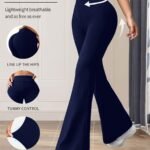 Women'S High-Waisted Black Flared Pants - High-Elastic Lightweight Breathable Yoga & Dance Pants With Tummy Control, 4-Way Stretch, Line-Up Hips For Casual & Workout Wear, Yoga Pants