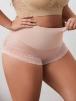 Women'S Plus Size High Waist Shapewear Panties - Soft, Comfortable Nylon Blend With Lace Detail, Breathable & Elastic Tummy Control, Elegant Solid Color Briefs - Image 9