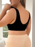 Women'S Plus Elegant Shapewear Top, Plus Size Floral Lace Front Front Closure Wide Strap Shapewear Bra - Image 2