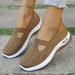 1 Pair Women'S Breathable Open Toe Sneakers, Casual All-Season Slip-On Walking Shoes, Lightweight Flat Sole With Solid Color Design, Comfortable Fabric Upper/Inner And Faux Sole - Image 13