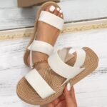 Boho Chic Women'S Espadrille Sandals - Beige Fabric With Elastic Strap, Open Toe, Low Platform Heel, Perfect For Beach & Casual Wear, Summer Sandals