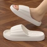 Women'S Eva Slides - Thick Cushioned Non-Slip Flat Sandals With Ribbed Texture, Soft Rebound Comfort For Indoor/Outdoor Use, Beach & Home Relaxation, Beige, Ladies Slippers - Image 10