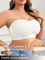 Plus Size Strapless Bras For Women, Designed To Minimize Large Busts Without Underwire, Featuring Soft Cups And A Single Layer, To Be Worn With Breast Stickers. - Image 4