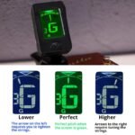 Clip On Guitar Tuner Electronic Clip On Tuner For Most String Instruments Easy Reading Accurate Tuning Tuner Clip For Guitar Green When The Tone Is Accurate, Blue When It Is Inaccurate - Image 2