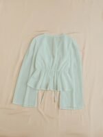 Elegant V-Neck Tie-Waist Blouse With Ruffled Sleeves And Lace Detail - Light Blue, Perfect For Spring/Summer, Adult Women'S Clothing, Casual Attire|Ruffled Sleeve Top|Lace Detail Top, Ladies Blouses - Image 6