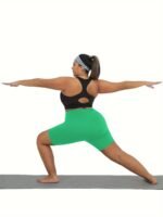 Plus Size Vibrant Green Biker Shorts For Women - Super Soft, No-See-Through, High-Waisted Workout & Yoga Gear, 15.24Cm Inseam, Stretchy Polyester/Spandex Blend, Machine Washable, Plus Size Shorts - Image 10