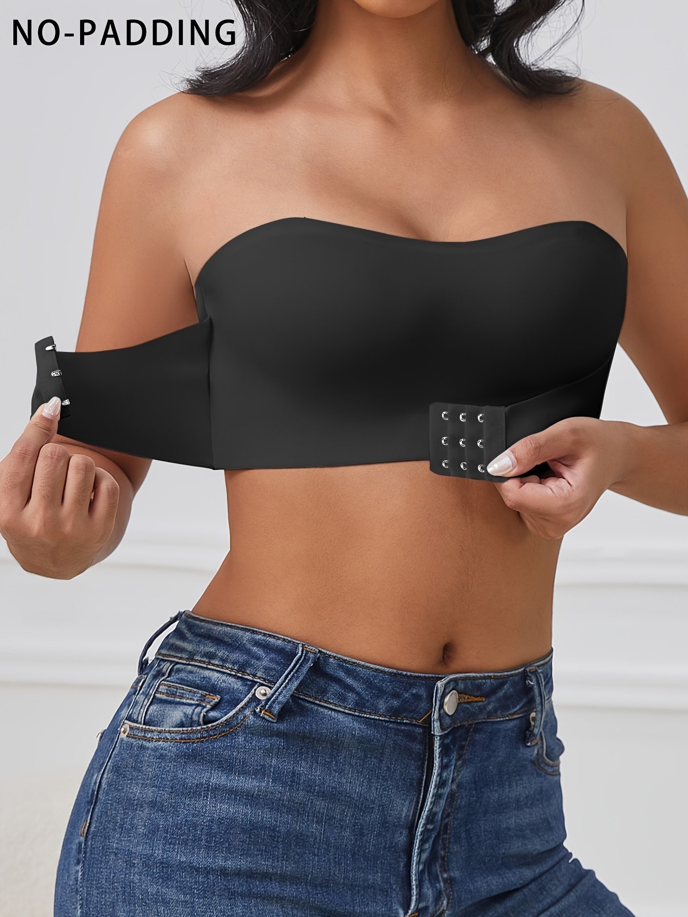 product-fancy-8483d75a-f625-4558-bc32-14d06bc97cd3.jpg Women'S Solid Color Front Closure No Padded Strapless Bra - Image 1