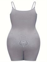 Plus Size Simple Shapewear Bodysuit, Women'S Plus Solid Tummy Control Butt Lifter Thigh Slimmer Full Body Shaper - Image 6