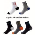 6 Pairs Of Men'S Socks, Mid-Calf Socks, Sweat Absorbing Socks, Sports Socks, Classic And Versatile, Patchwork Sports And Casual Socks - Image 3