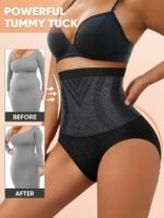 Meiyating Plus Size High-Waist Shaping Pants For Women - Seamless, Tummy Control, Breathable Mesh Fabric, Solid Color Black, Elegant Style, Hand Washable - Xl-5Xl, Plus Size Pants - Image 2