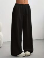 Women'S Casual Wide-Leg Joggers - Gray Drawstring Waist, Elastic Waistband, Comfortable Loose Fit For Spring/Summer/Fall, Perfect For Casual Attire, Jogging Pants - Image 10