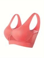 1Pc Essence Collection - High-Elasticity Bra With Removable Pads, Breathable Mesh Design For &, Wireless & Comfortable Fit, Plus Size Bra | Wireless Bra | Removable Pads - Image 7