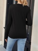 Leyou Liu Women'S Elegant Long Sleeve T-Shirt - Vibrant Purple Round Neck Top, Machine Washable Regular Fit For Autumn Winter Casual & Formal Wear, Autumn Wardrobe Essential, Sophisticated Texture, Durable Casualwear, Comfortable Fabric - Image 6