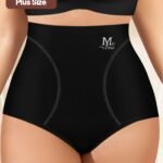 Miotan High-Waist Tummy Control Shapewear Panties For Women, Plus Size, Seamless, Comfort Fit, Butt Lifting, Breathable Polyester Blend, Black, Plus Size Panties