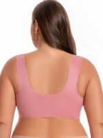 Plus Size High Support Seamless Non-Wired Wide Shoulder Strap Bra With Front Closure, Lace Detailing, V-Neck, Stretch Design, Comfortable Breathable, Suitable For Casual Attire, Ultra-Fitted Vest Style - Image 7