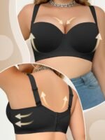 Seamless Plus Size Women'S Bra - Comfortable & Supportive Underwire Bra With Anti-Slip Design, Breathable Nylon Blend Fabric, Black, Supportive Undergarment | Sleek Design | Wire Underwire - Image 3