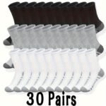 10 Or 20 Or 30 Pairs Of Men'S Fashion Crew Socks, Comfy Breathable Thin Sport Socks For All Seasons Wearing - Image 17