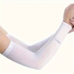 1 Pair Unisex Summer Ice Sliky Fiber Fabric Arm Sleeves - Lightweight, Breathable Compression Arm Covers For Outdoor Activities, Sports & Daily Wear, Black, Outdoor Arm Protection, Sleek Design, Flexible Fit - Image 5
