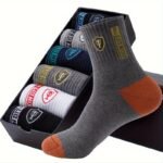 5 Pairs Of Men'S Trendy Breathable Mid-Calf Socks, Comfortable Casual Soft Socks, Anti-Odor Sweat-Absorbing Breathable Comfortable Long Thick Socks, Ideal For Daily Wear & Outdoor Activities Autumn And Winter Warm Men'S Sports Socks - Image 12