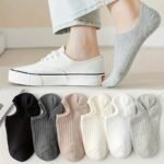 6 Pairs Solid Pinstripe Boat Socks, Simple Comfy & Breathable Socks, Women'S Stockings & Hosiery
