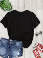 Heart Print Crew Neck T-Shirt, Casual Short Sleeve T-Shirt For Spring & Summer, Women'S Clothing - Image 3
