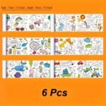 4Pcs/6Pcs Children'S Doodle Painting Roll Coloring Painting, Drawing Paper Long, Various Styles Can Be Selected Easter Gift Halloween Christmas Gift -Winter, New Year - Image 5