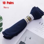10 Pairs Of Men'S Solid Color Anti Odor & Sweat Absorption Thin Crew Socks, Comfy & Breathable Socks, For Daily & Outdoor Wearing, Spring And Summer - Image 5