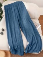 Plus Size, Comfortable Women'S New Spring Summer Business Casual Beachwear For Women, Valentine'S Day Style Fashion Commuter Elegant Purple For Lotus Pink Wide-Leg Pants, Lavender Loose-Fit Vacation Outfit Cruise Wear Summer Trousers - Image 9
